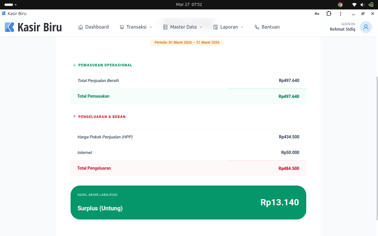 Laporan Laba Rugi Real-Time